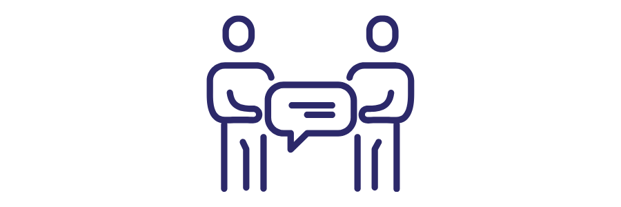 An icon showing two people having a conversation